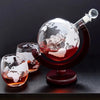 900ml Globe Decanter Set -  Elegant Wooden Stand & World Map Glasses