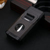 Deluxe Dual-Flame Cigar Lighter with Built-In Cutter & Holder